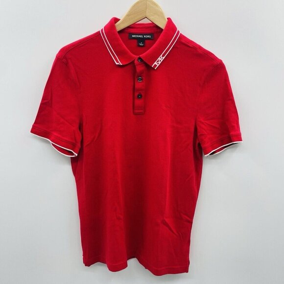 Michael Kors Mens Size Small 100% Cotton Logo Short Sleeve Polo Shirt in Red - Picture 1 of 5